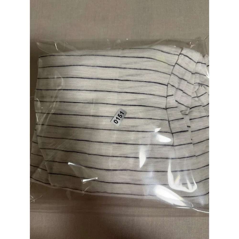 Banana Republic Vintage Tee Mens Large White Navy Striped Linen Pocket T-Shirt